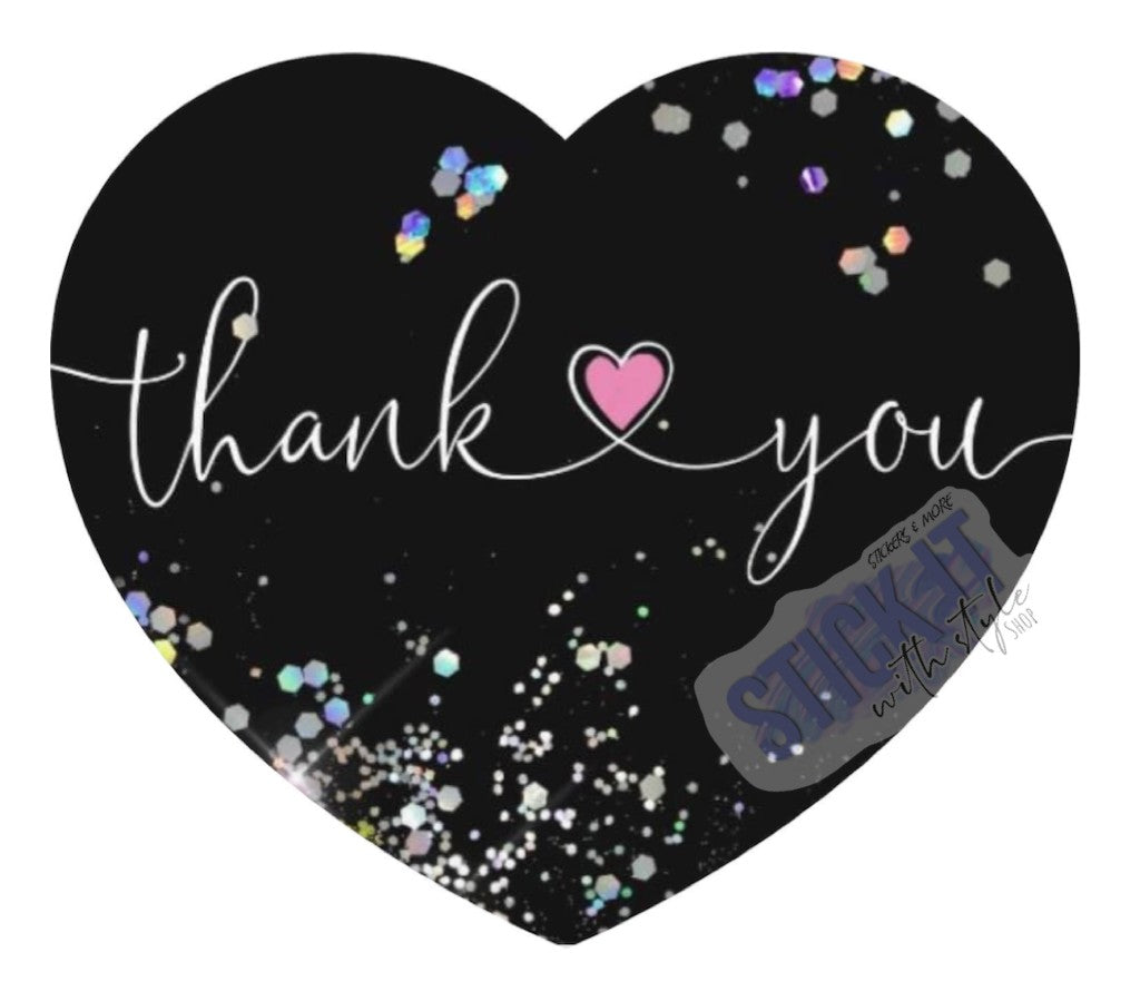 Thank You Black Heart Packaging Sticker Sheets – Stick It With Style Shop