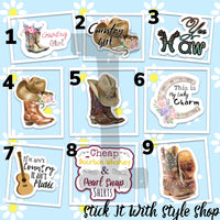 Country Western Themed Vinyl Stickers - 25 sticker variety pack Stick It With Style Shop