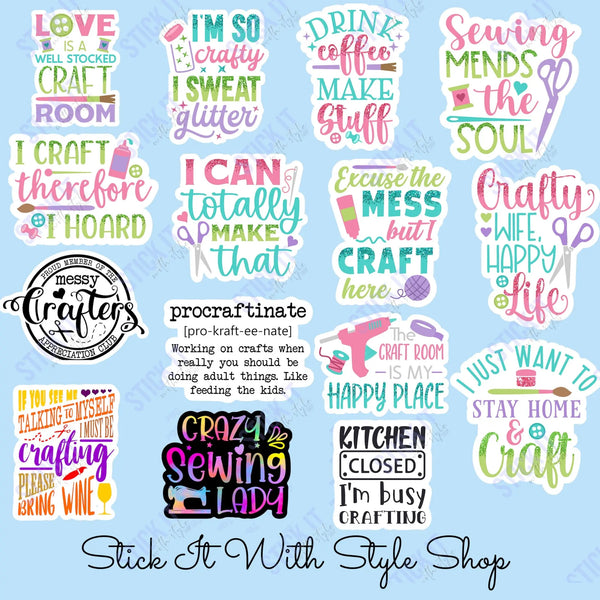 Crafting Themed Vinyl stickers Stick It With Style Shop
