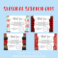 Holiday Christmas and Fall Themed Thank You Scratch Off Cards Stick It With Style Shop