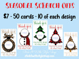 Holiday Themed Thank You Scratch Off Cards pack of 50 Stick It With Style Shop