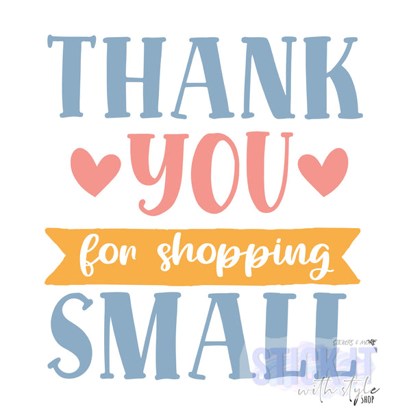 Thank You For Shopping Small blue and Orange Packaging Sticker Sheets Stick It With Style Shop