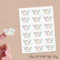 Thank You For Your Order Packaging Sticker Sheet Stick It With Style Shop