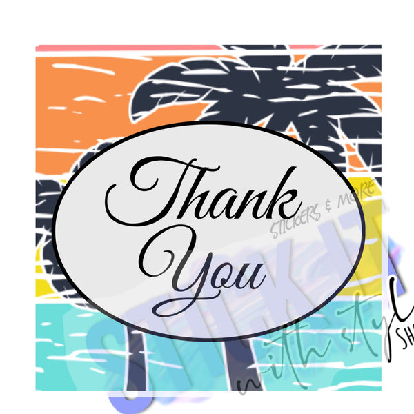 Thank You Palm Tree Packaging Sticker Sheets Stick It With Style Shop