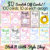 Thank You Scratch off Cards - 2 x 3.5 Stick It With Style Shop