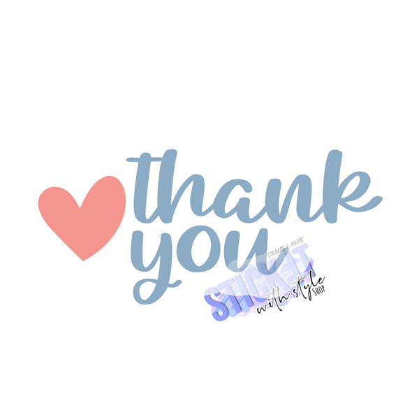 Thank You blue Pink heart Packaging Sticker Sheets Stick It With Style Shop