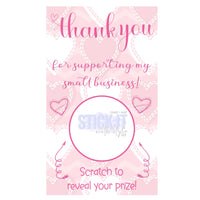 Valentines Themed Thank You Scratch Off Cards pack of 50 Stick It With Style Shop